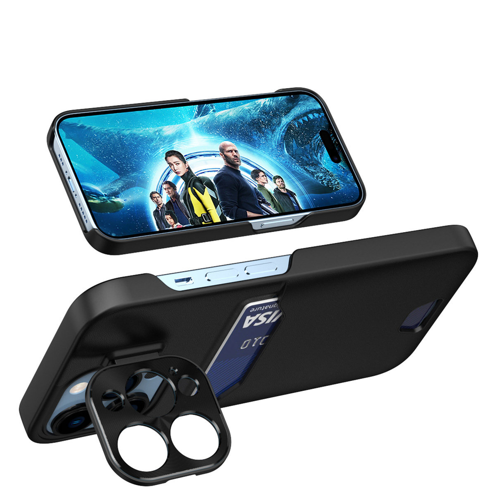 iTok webáruház - Samsung Leather Stand Case for Samsung Galaxy S23+ card wallet cover with stand black 5 Leather Stand Case for Samsung Galaxy S23+ card wallet cover with stand black