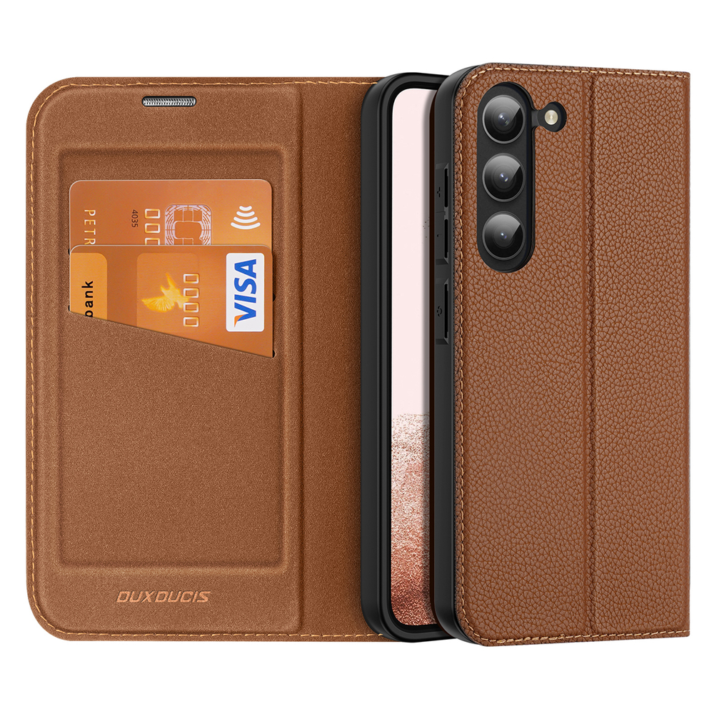 iTok webáruház - Dux Ducis Dux Ducis Skin X2 case Samsung Galaxy S23+ flip case wallet stand brown 1 Dux Ducis Skin X2 case Samsung Galaxy S23+ flip case wallet stand brown