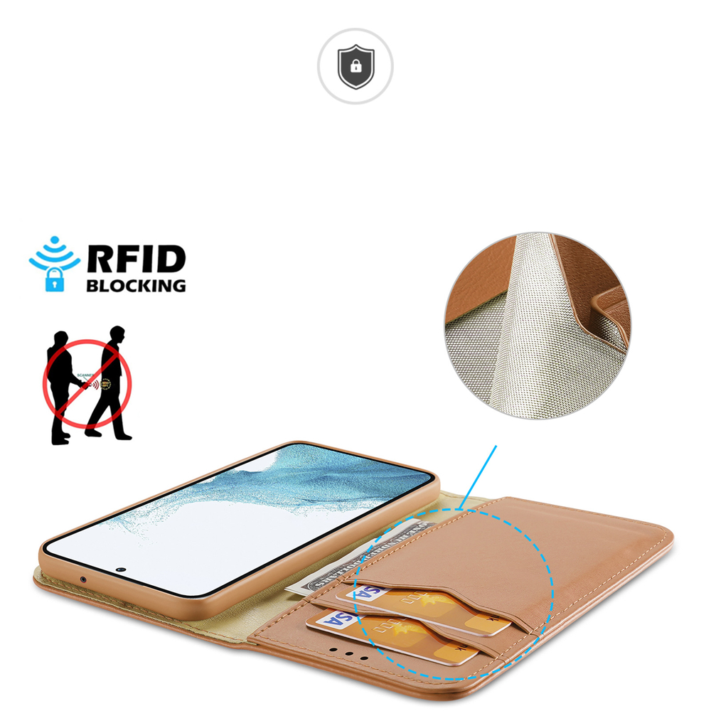 iTok webáruház - Dux Ducis Dux Ducis Hivo case Samsung Galaxy S23+ flip cover wallet stand RFID blocking brown 3 Dux Ducis Hivo case Samsung Galaxy S23+ flip cover wallet stand RFID blocking brown