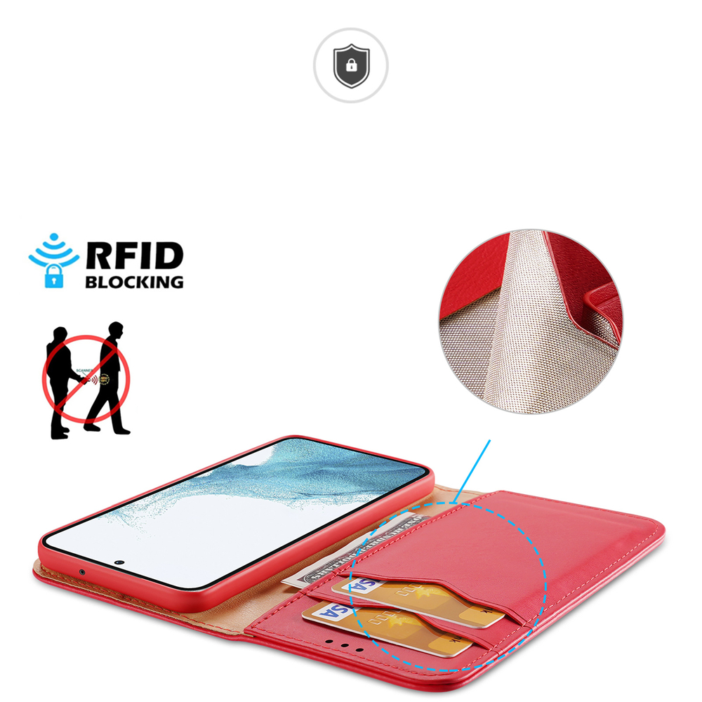iTok webáruház - Dux Ducis Dux Ducis Hivo case Samsung Galaxy S23+ flip cover wallet stand RFID blocking red 3 Dux Ducis Hivo case Samsung Galaxy S23+ flip cover wallet stand RFID blocking red