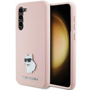 Karl Lagerfeld Silicone Choupette Metal Pin case for Samsung Galaxy S23+ (rózsaszín)