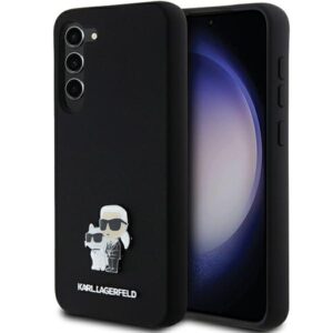 Karl Lagerfeld Silicone Karl&Choupette Metal Pin case for Samsung Galaxy S23+ (fekete)