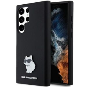 Karl Lagerfeld Silicone Choupette Metal Pin case for Samsung Galaxy S24 Ultra (fekete)
