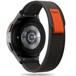 Tech-Protect Nylon szíj Samsung Galaxy Watch 4/5/5 Pro/6/7/FE készülékekhez (fekete és narancssárga)