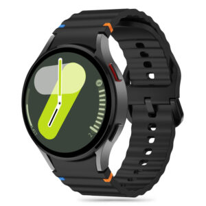 Tech-Protect szilikon sport szíj Samsung Galaxy Watch 4 / 5 / 5 Pro / 6 / 7 / FE készülékekhez (fekete)