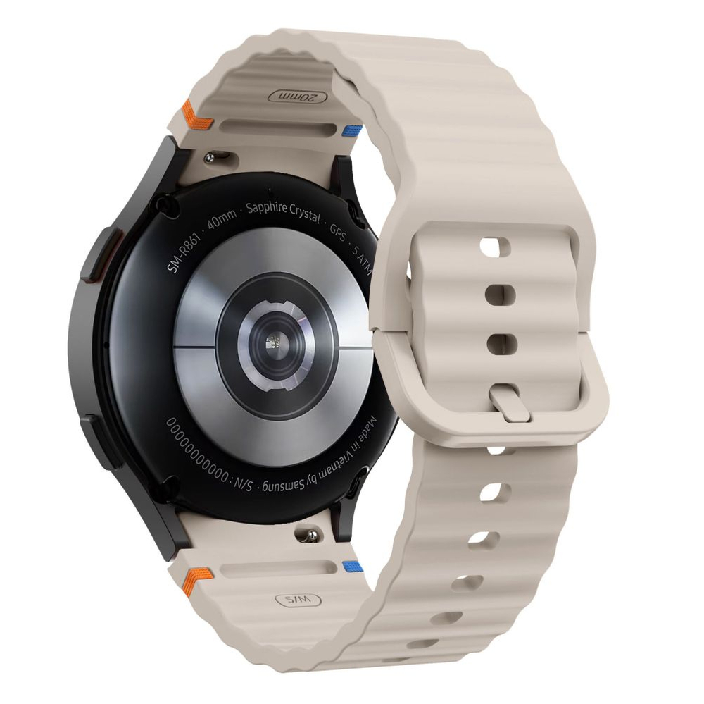 iTok webáruház - Tech-Protect Tech-Protect szilikon sport szíj Samsung Galaxy Watch 4 / 5 / 5 Pro / 6 / 7 / FE készülékekhez (bézs) 2 Tech-Protect Silicone Sport Strap for Samsung Galaxy Watch 4 / 5 / 5 Pro / 6 / 7 / FE (bézs)