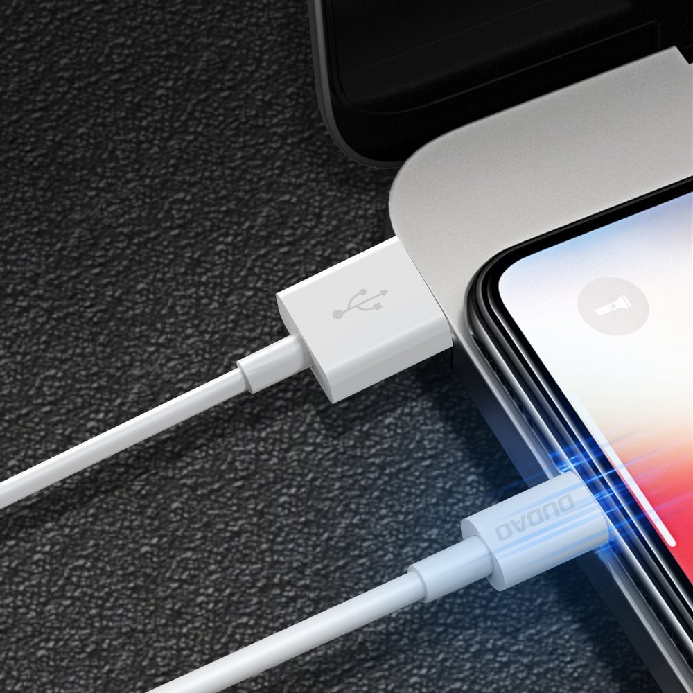 iTok webáruház - Dudao Dudao L1L USB–Lightning kábel, 3 A, 1 m, fehér 7 Dudao cable USB / Lightning 3A 1m white (L1L white)