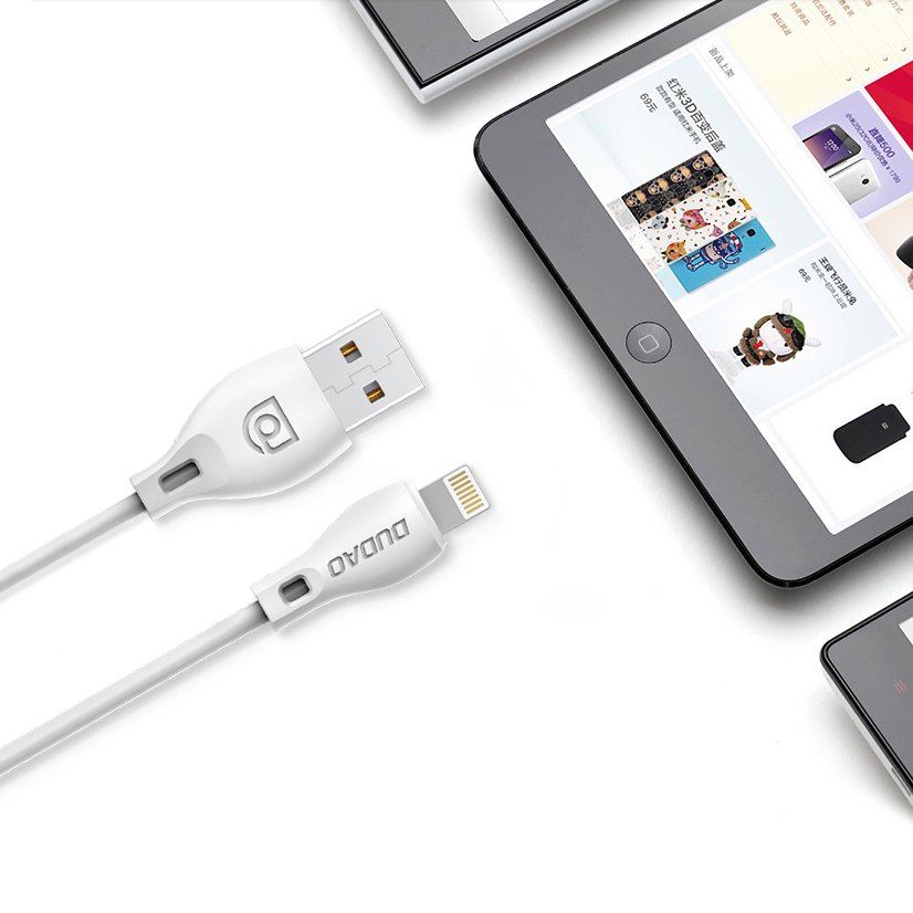 iTok webáruház - Dudao Dudao L4L USB-A–Lightning kábel, 1 m, fehér 8 Dudao cable USB / Lightning cable 2.4A 1m white (L4L 1m white)