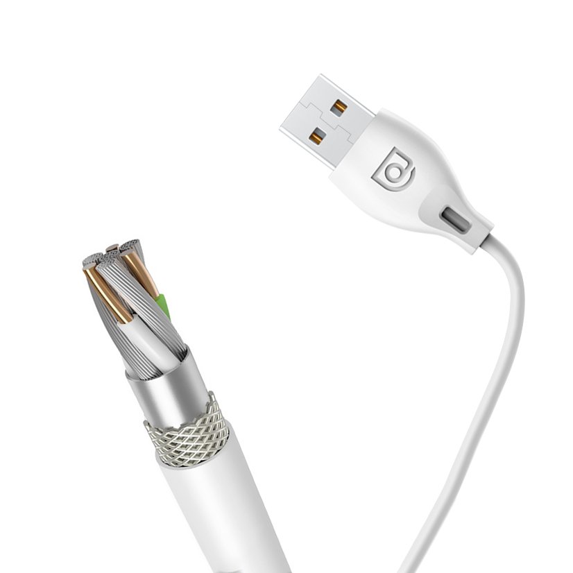 iTok webáruház - Dudao Dudao L4M Micro USB kábel, 2 m, fehér 7 Dudao cable micro USB cable 2.4A 2m white (L4M 2m white)
