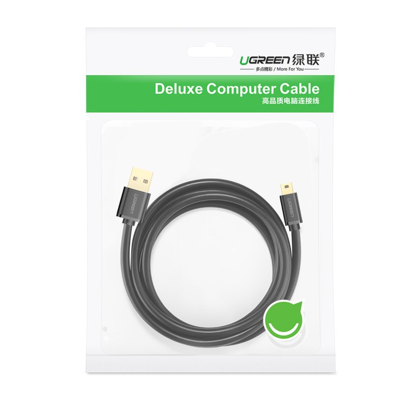 iTok webáruház - Ugreen Ugreen USB-A – Mini USB kábel 3 m, 480 Mbps (US132 10386) 5 Ugreen cable USB - mini USB cable 480 Mbps 3 m black (US132 10386)