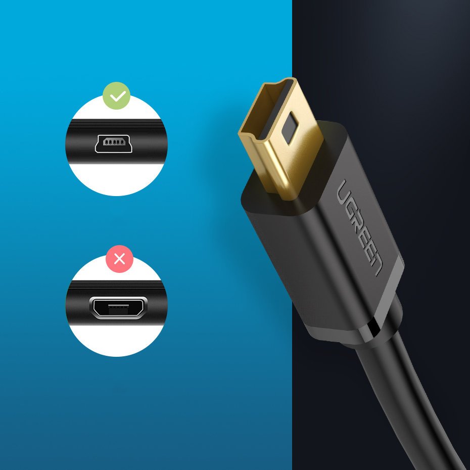 iTok webáruház - Ugreen Ugreen USB-A – Mini USB kábel 3 m, 480 Mbps (US132 10386) 7 Ugreen cable USB - mini USB cable 480 Mbps 3 m black (US132 10386)