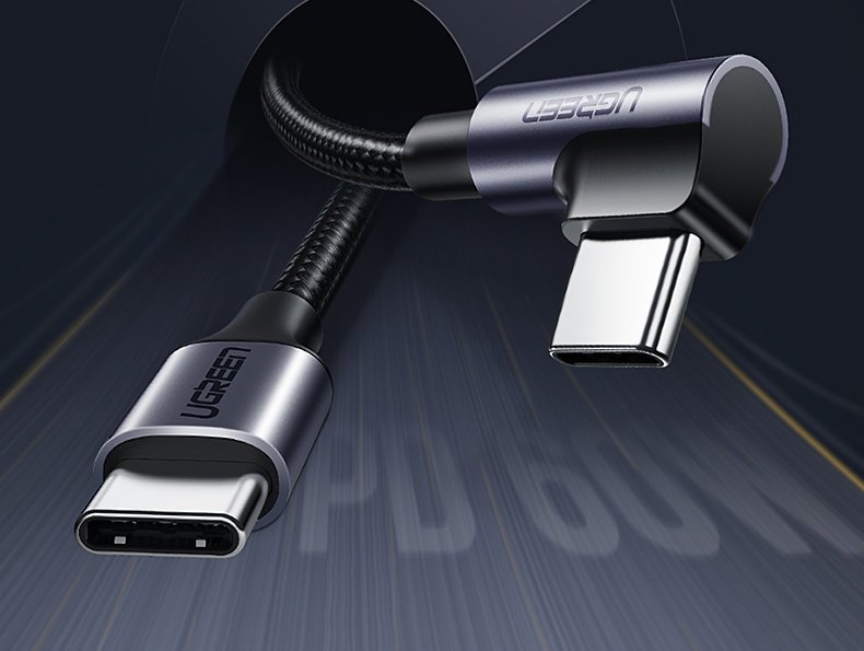 iTok webáruház - Ugreen Ugreen US255 50125 USB-C–USB-C PD QC kábel, 60 W, 3 A, 2 m (szürke) 2 Ugreen US255 50125 USB-C (straight) / USB-C (angled) PD QC cable 60W 3A 2m (szürke)
