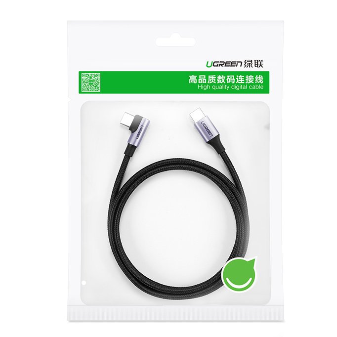 iTok webáruház - Ugreen Ugreen US255 50125 USB-C–USB-C PD QC kábel, 60 W, 3 A, 2 m (szürke) 5 Ugreen US255 50125 USB-C (straight) / USB-C (angled) PD QC cable 60W 3A 2m (szürke)