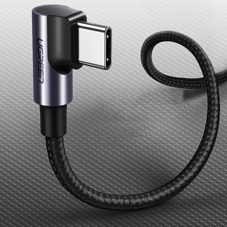 iTok webáruház - Ugreen Ugreen US255 50125 USB-C–USB-C PD QC kábel, 60 W, 3 A, 2 m (szürke) 8 Ugreen US255 50125 USB-C (straight) / USB-C (angled) PD QC cable 60W 3A 2m (szürke)