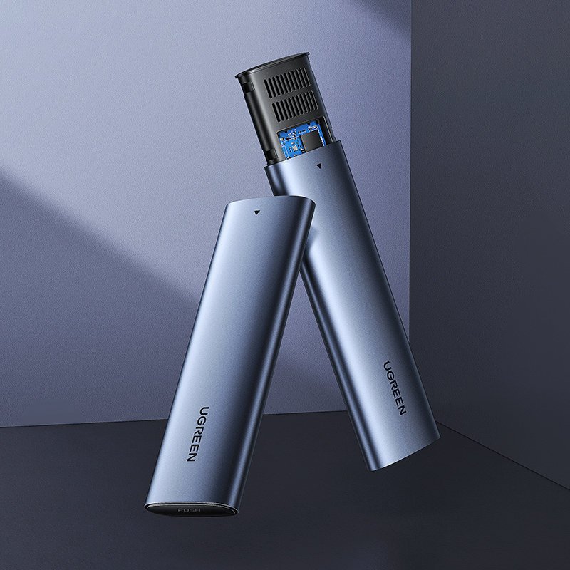 iTok webáruház - Ugreen Ugreen CM400 10902 M.2 NVMe SSD-ház USB-C kábellel, szürke 2 Ugreen M.2 SSD bay USB 3.2 Gen 2 drive (SuperSpeed USB 10 Gbps) + USB Type C cable 0.5m gray (CM400 10902)