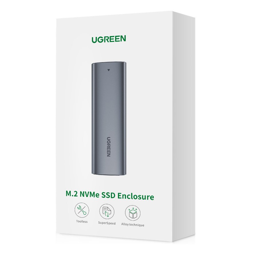 iTok webáruház - Ugreen Ugreen CM400 10902 M.2 NVMe SSD-ház USB-C kábellel, szürke 5 Ugreen M.2 SSD bay USB 3.2 Gen 2 drive (SuperSpeed USB 10 Gbps) + USB Type C cable 0.5m gray (CM400 10902)