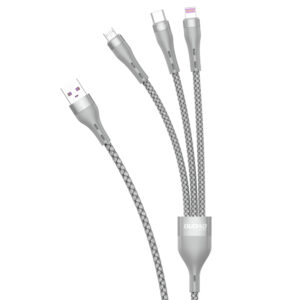 Dudao L20X 3 az 1-ben USB-kábel, 65 W, 1,2 m, szürke