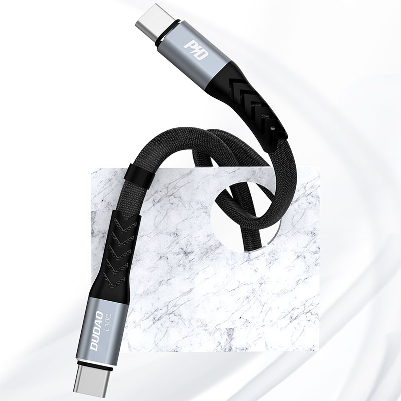 iTok webáruház - Dudao Dudao L10C USB-C–USB-C PD kábel 100 W, 5 A, 0,23 m (fekete) 4 Dudao L10C USB-C - USB-C PD Cable 100W 5A 0.23m (fekete)
