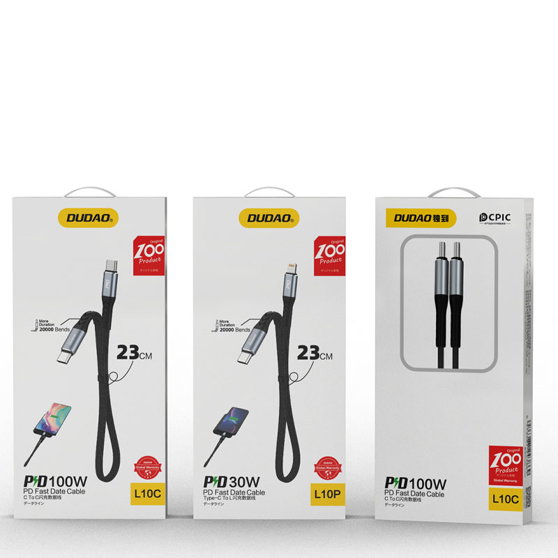 iTok webáruház - Dudao Dudao L10C USB-C–USB-C PD kábel 100 W, 5 A, 0,23 m (fekete) 5 Dudao L10C USB-C - USB-C PD Cable 100W 5A 0.23m (fekete)
