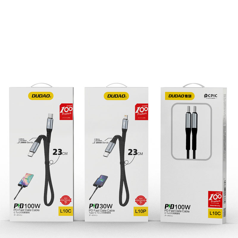iTok webáruház - Dudao Dudao L10P USB-C–Lightning PD 20 W kábel, 0,23 m (fekete) 5 Dudao L10P Lightning - USB-C PD 20W cable 0.23m (fekete)