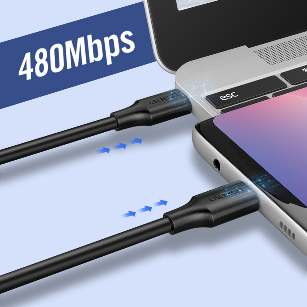 iTok webáruház - Ugreen Ugreen US286 USB-C–USB-C PD QC 3A kábel, 2 m (fekete) 6 Ugreen US286 USB-C - USB-C PD QC 3A 480Mb/s 2m Cable (fekete)
