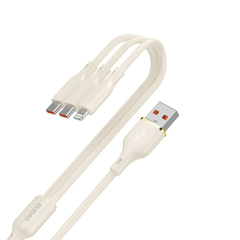 iTok webáruház - Dudao Dudao L7SE 3 az 1-ben USB-A–2×USB-C/Lightning kábel, 1,2 m (bézs) 2 Dudao L7SE 3in1 USB-A - 2x USB-C / Lightning 66W Cable 1.2m (bézs)
