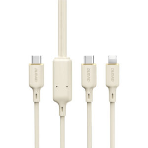 Dudao L7SF 2 az 1-ben USB-C–USB-C/Lightning kábel, 100 W, 1,2 m (bézs)