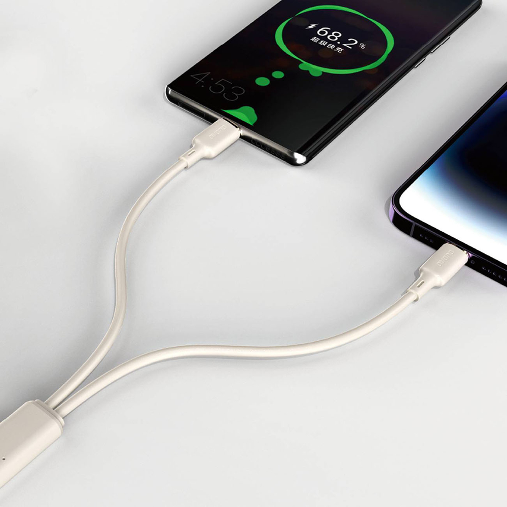 iTok webáruház - Dudao Dudao L7SF 2 az 1-ben USB-C–USB-C/Lightning kábel, 100 W, 1,2 m (bézs) 3 Dudao L7SF 2in1 cable USB-C - USB-C / Lightning 100W 1.2m (bézs)