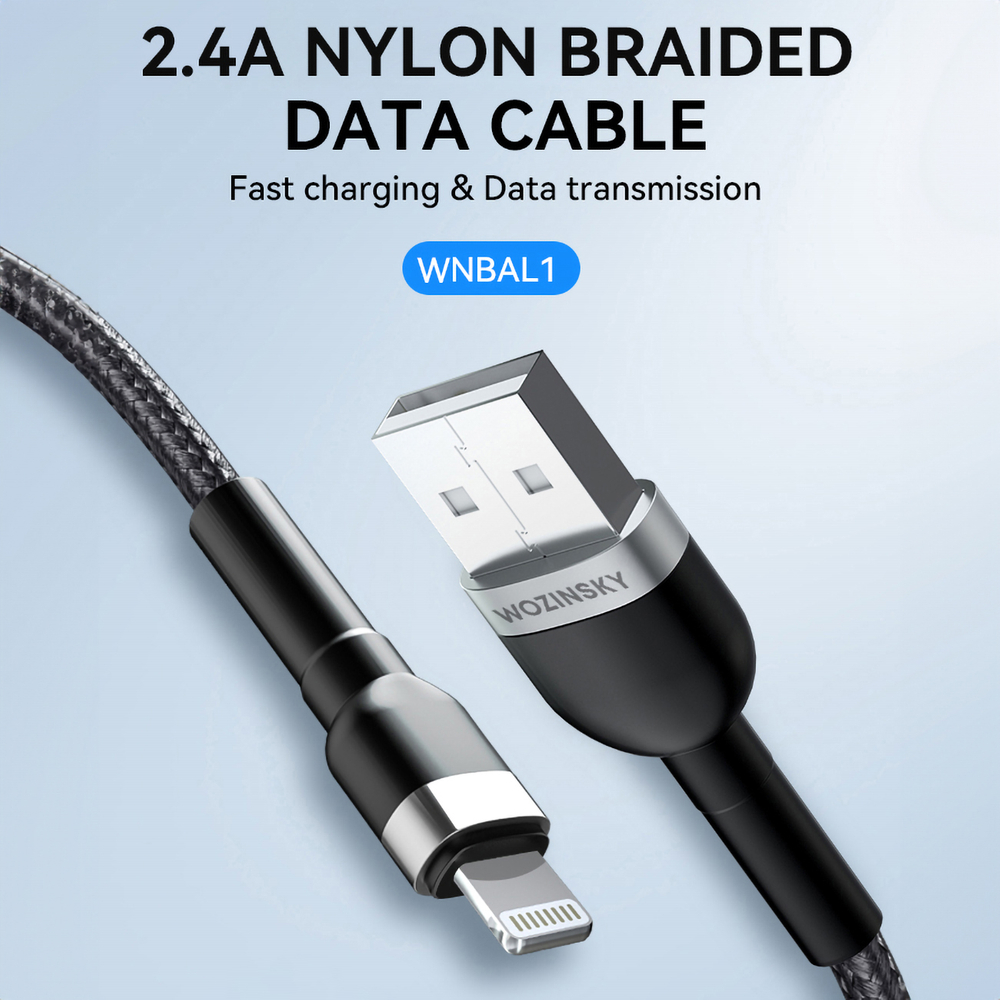 iTok webáruház - Wozinsky Wozinsky WNBAL1 USB-A–Lightning kábel, 2,4 A, 1 m (fekete) 6 Wozinsky WNBAL1 USB-A / Lightning 2.4A cable 1 m (fekete)