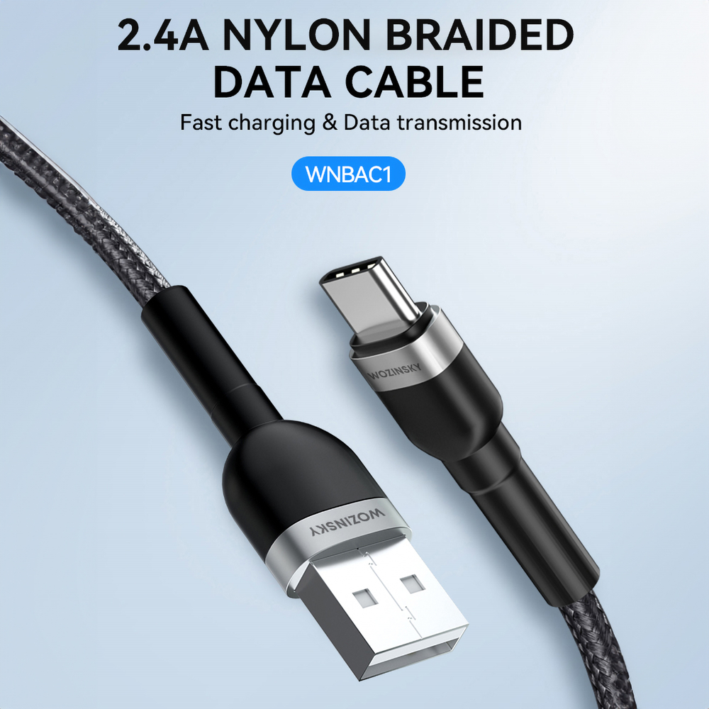 iTok webáruház - Wozinsky Wozinsky WNBAC1 USB-A / USB-C 2,4 A kábel, 1 m (fekete) 6 Wozinsky WNBAC1 USB-A / USB-C 2.4A cable 1 m (fekete)