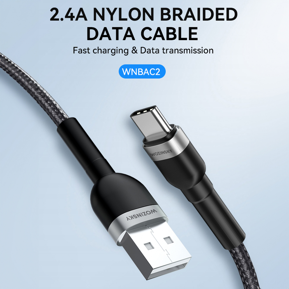 iTok webáruház - Wozinsky Wozinsky WNBAC2 USB-A–USB-C kábel, 2,4 A, 2 m (fekete) 6 Wozinsky WNBAC2 USB-A / USB-C 2.4A cable 2 m (fekete)