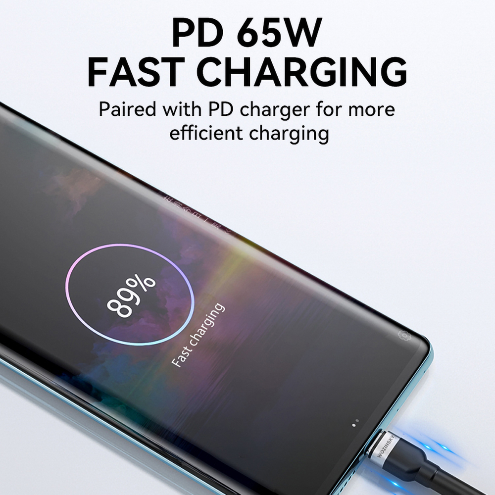 iTok webáruház - Wozinsky Wozinsky WNBCC1 USB-C–USB-C PD 65 W kábel, 1 m (fekete) 7 Wozinsky WNBCC1 USB-C / USB-C PD 65W cable 1 m (fekete)