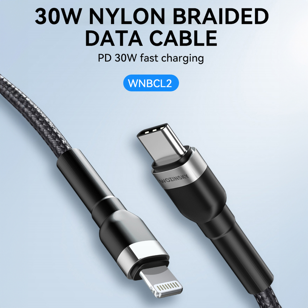iTok webáruház - Wozinsky Wozinsky WNBCL2 USB-C–Lightning PD 30 W kábel, 2 m (fekete) 6 Wozinsky WNBCL2 Lightning / USB-C PD 30W cable 2 m (fekete)