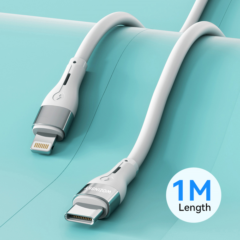 iTok webáruház - Wozinsky Wozinsky WSTCL1 Lightning–USB-C PD kábel 27 W, 1 m (fehér) 6 Wozinsky WSTCL1 Lightning / USB-C PD 27W cable 1 m (fehér)