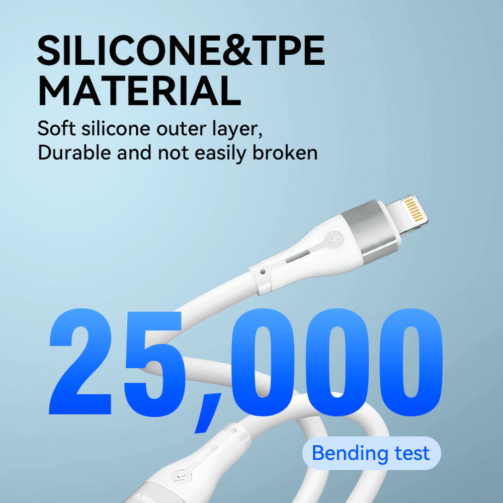 iTok webáruház - Wozinsky Wozinsky WSTCL1 Lightning–USB-C PD kábel 27 W, 1 m (fehér) 7 Wozinsky WSTCL1 Lightning / USB-C PD 27W cable 1 m (fehér)