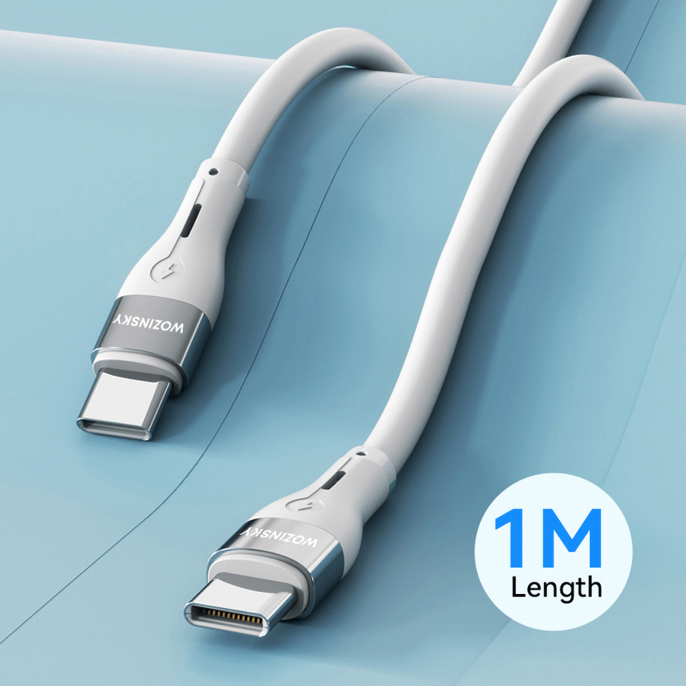 iTok webáruház - Wozinsky Wozinsky WSTCC1 USB-C–USB-C PD 65 W kábel, 1 m (fehér) 6 Wozinsky WSTCC1 USB-C / USB-C PD 65W cable 1 m long (fehér)