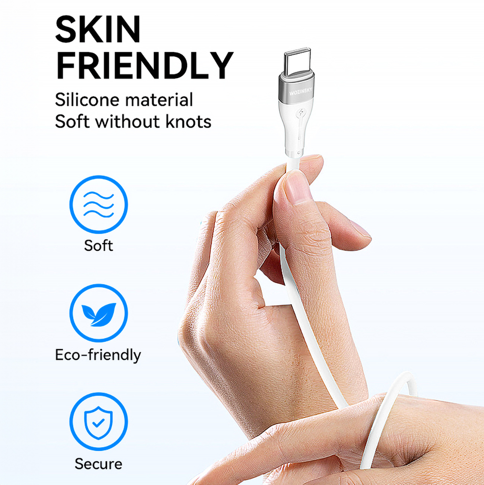 iTok webáruház - Wozinsky Wozinsky WSTCC2 USB-C–USB-C PD 65 W kábel, 2 m (fehér) 8 Wozinsky WSTCC2 USB-C / USB-C PD 65W cable 2 m (fehér)