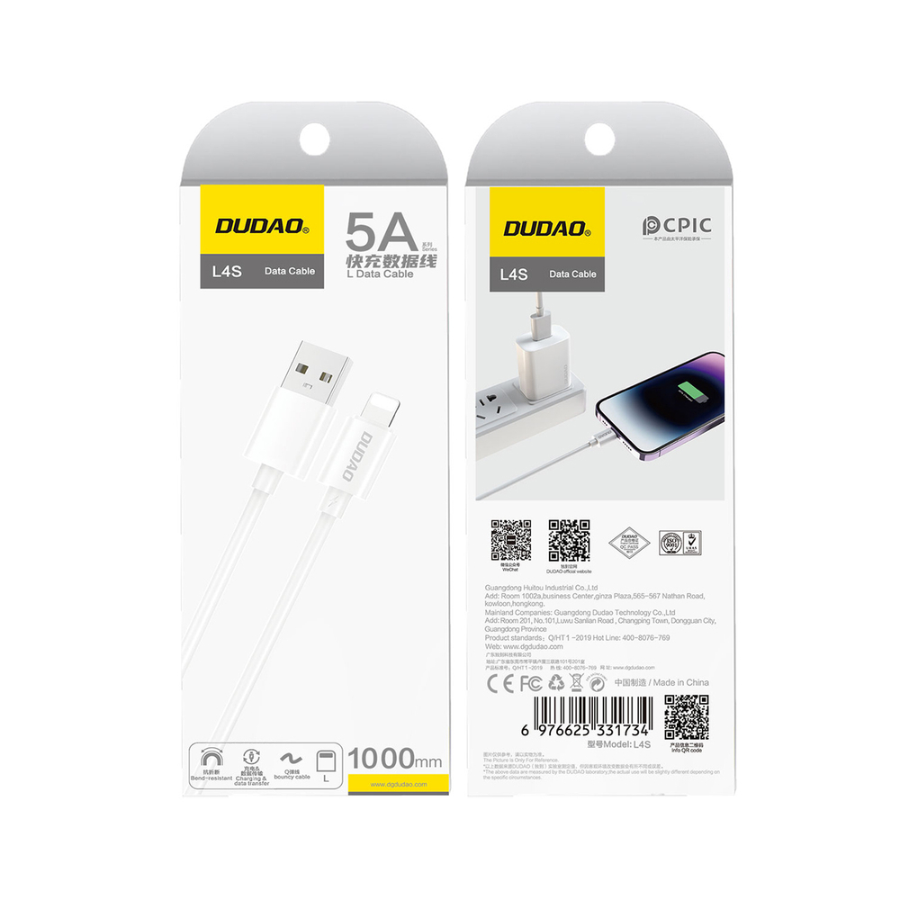 iTok webáruház - Dudao Dudao L4SL USB-A–Lightning kábel, 2 A, 1 m (fehér) 2 Dudao L4SL USB-A / Lightning 2A cable 1m (fehér)