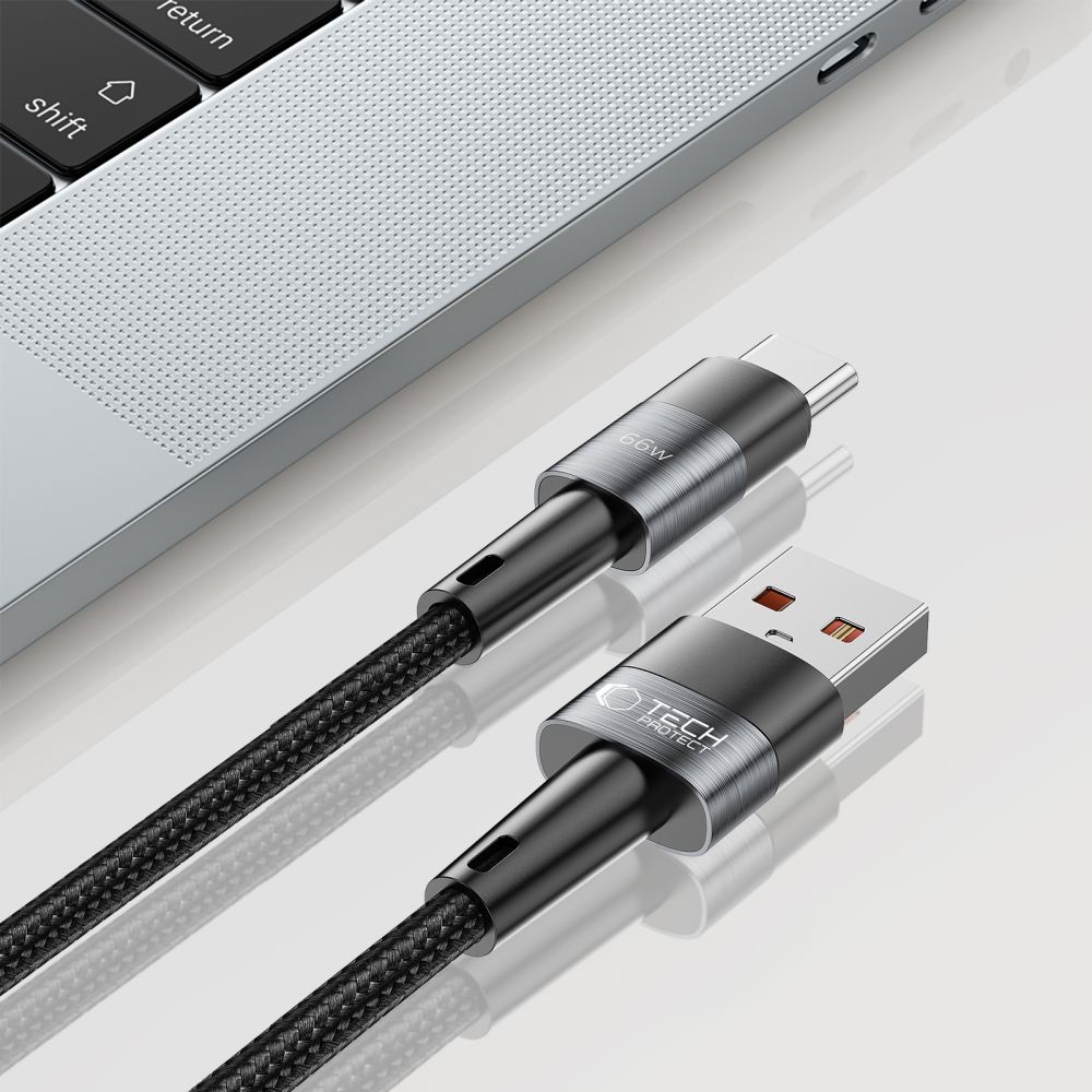 iTok webáruház - Tech-Protect Tech-Protect UltraBoost USB-C–USB-A 66 W 6 A 2 m kábel (szürke) 5 Tech-Protect UltraBoost USB-C / USB-C 66W 6A 2m Cable (szürke)