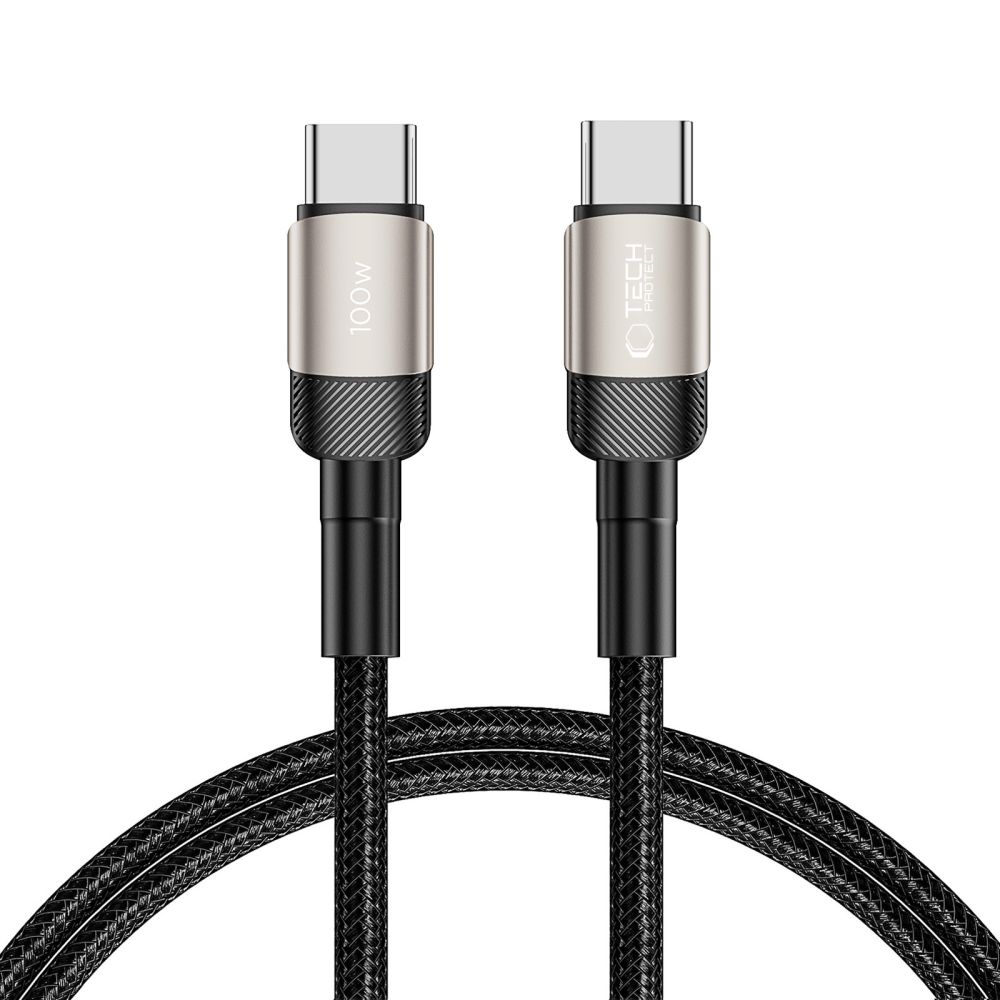 iTok webáruház - Tech-Protect Tech-Protect UltraBoost Evo USB-C–USB-C PD kábel 100 W, 5 A, 1 m (titán) 1 Tech-Protect UltraBoost Evo USB-C / USB-C PD cable 100W 5A 1m (titán)
