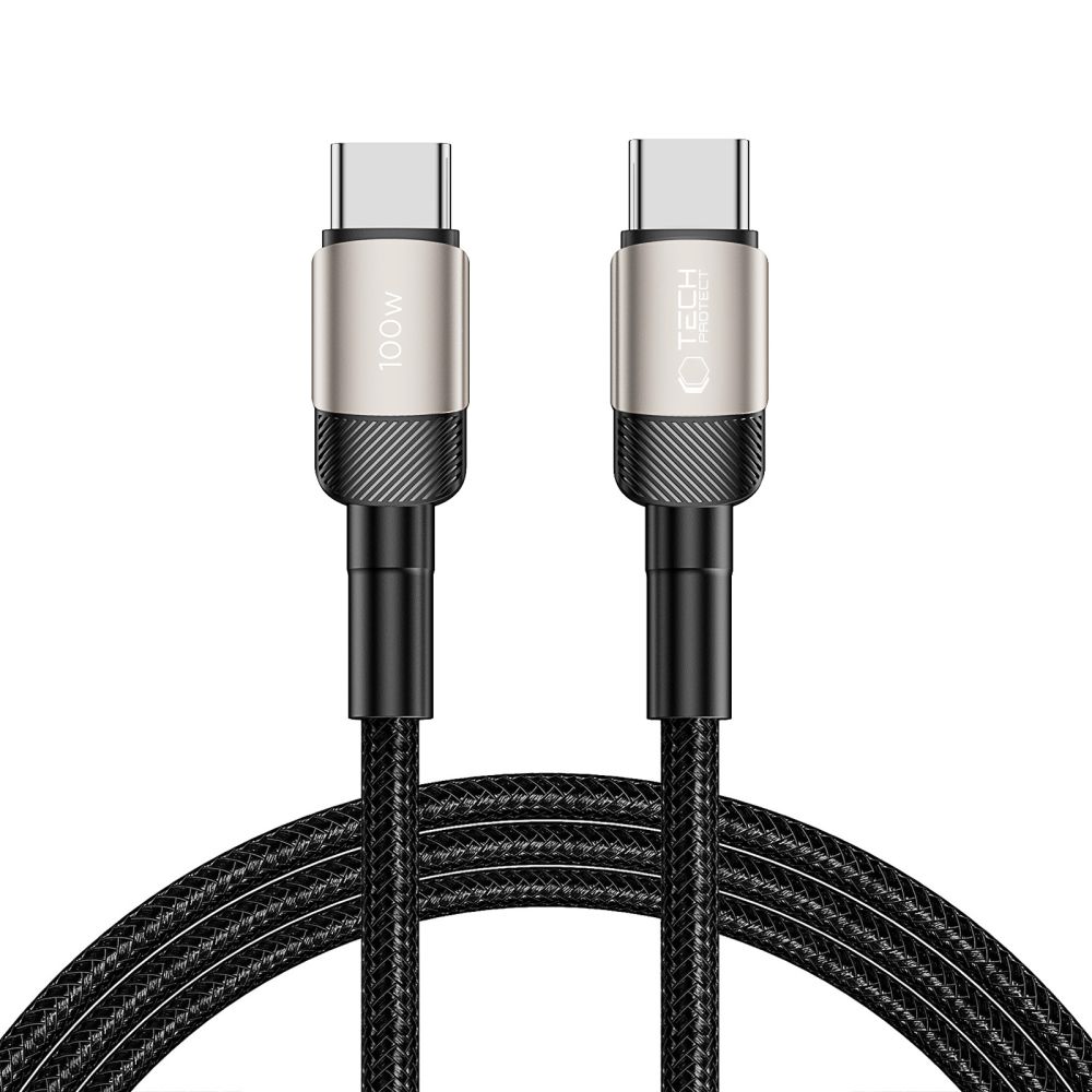 iTok webáruház - Tech-Protect Tech-Protect UltraBoost Evo USB-C–USB-C PD kábel 100 W, 5 A, 2 m (titán) 1 Tech-Protect UltraBoost Evo USB-C / USB-C PD cable 100W 5A 2m (titán)