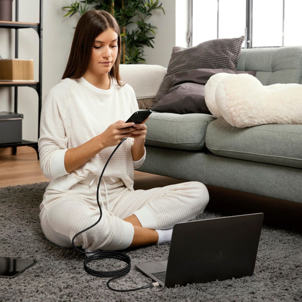 iTok webáruház - Tech-Protect Tech-Protect UltraBoost Evo USB-C–USB-C PD kábel 100 W, 5 A, 2 m (titán) 3 Tech-Protect UltraBoost Evo USB-C / USB-C PD cable 100W 5A 2m (titán)