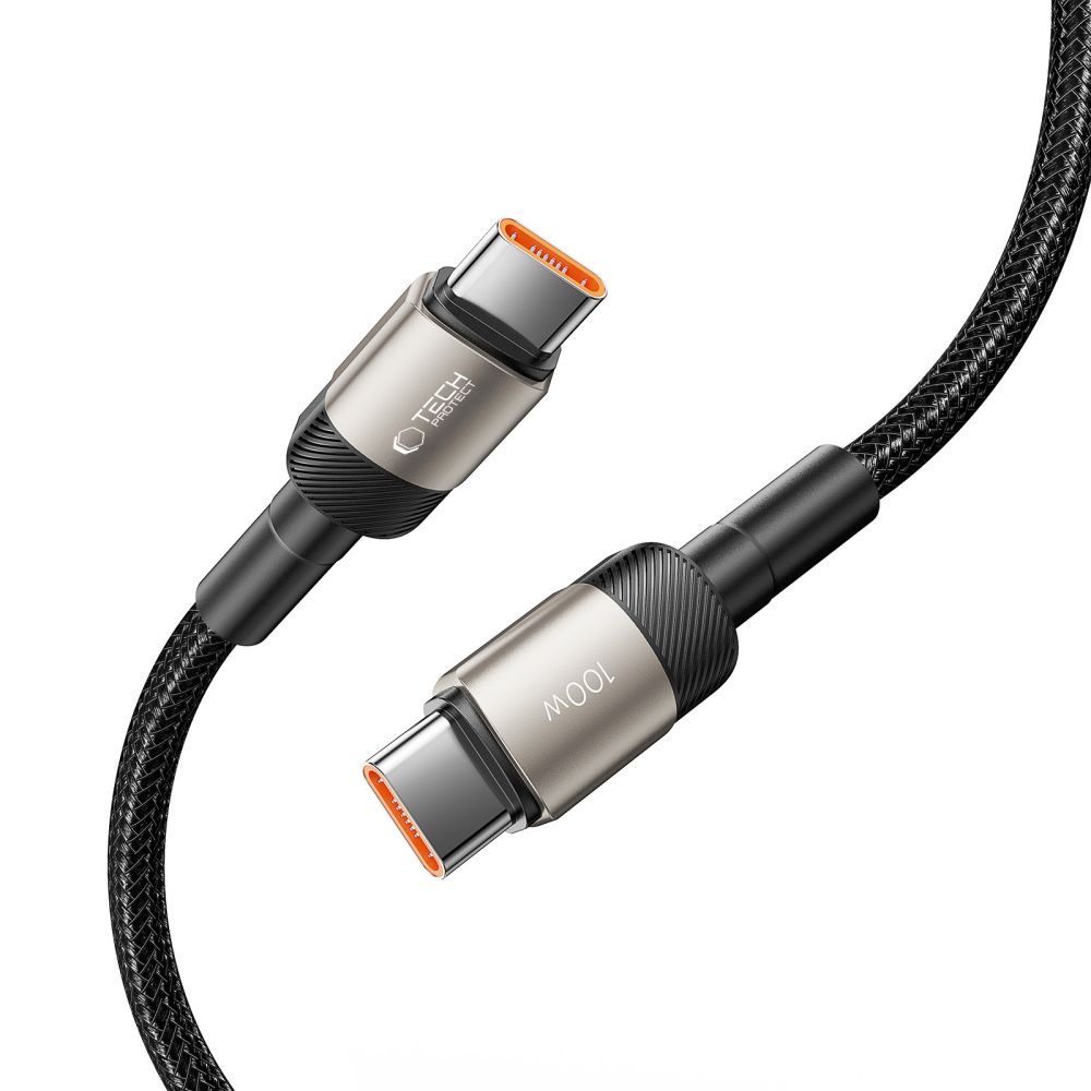iTok webáruház - Tech-Protect Tech-Protect UltraBoost Evo USB-C–USB-C PD kábel 100 W, 5 A, 2 m (titán) 5 Tech-Protect UltraBoost Evo USB-C / USB-C PD cable 100W 5A 2m (titán)