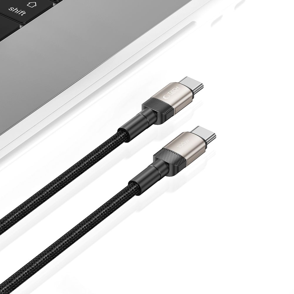 iTok webáruház - Tech-Protect Tech-Protect UltraBoost Evo USB-C–USB-C PD kábel 100 W, 5 A, 2 m (titán) 6 Tech-Protect UltraBoost Evo USB-C / USB-C PD cable 100W 5A 2m (titán)