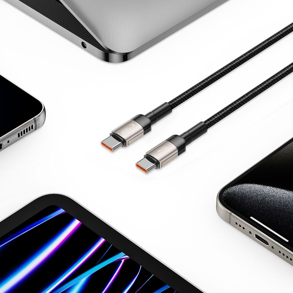 iTok webáruház - Tech-Protect Tech-Protect UltraBoost Evo USB-C–USB-C PD kábel 100 W, 5 A, 2 m (titán) 7 Tech-Protect UltraBoost Evo USB-C / USB-C PD cable 100W 5A 2m (titán)