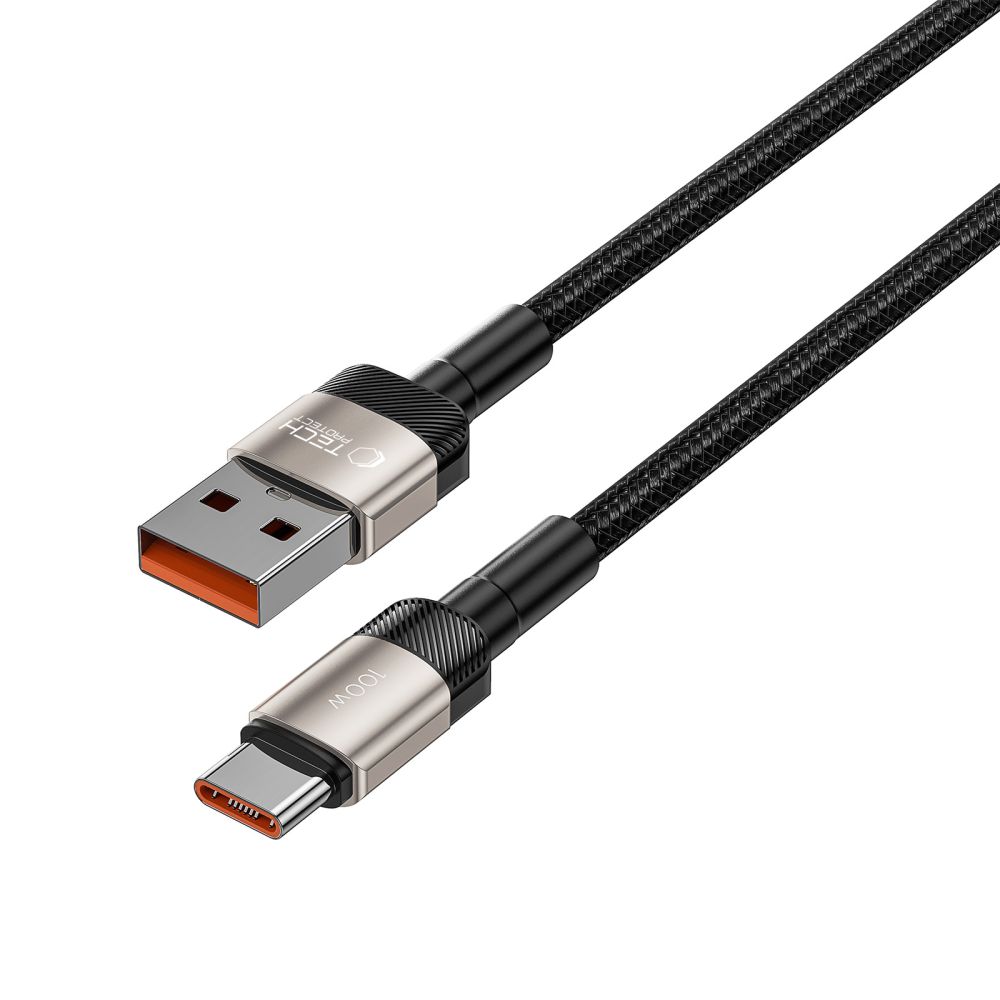 iTok webáruház - Tech-Protect Tech-Protect UltraBoost Evo USB-C / USB-A kábel 100 W 5 A 2 m (titán) 2 Tech-Protect UltraBoost Evo USB-C / USB-A cable 100W 5A 2m (titán)