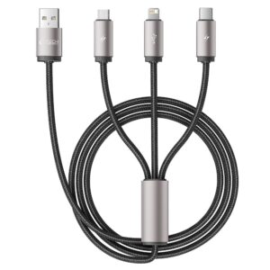 Tech-Protect UltraBoost 3 az 1-ben USB-A–Lightning / USB-C / micro USB kábel 3,5 A, 1 m (szürke)