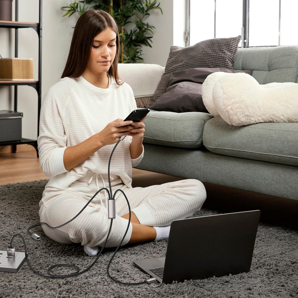 iTok webáruház - Tech-Protect Tech-Protect UltraBoost 3 az 1-ben USB-A–Lightning / USB-C / micro USB kábel 3,5 A, 1 m (szürke) 3 Tech-Protect UltraBoost 3in1 USB-A - Lightning / USB-C / micro USB 3.5A cable 1m (szürke)