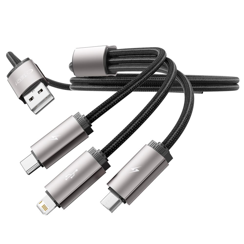 iTok webáruház - Tech-Protect Tech-Protect UltraBoost 3 az 1-ben USB-A–Lightning / USB-C / micro USB kábel 3,5 A, 1 m (szürke) 5 Tech-Protect UltraBoost 3in1 USB-A - Lightning / USB-C / micro USB 3.5A cable 1m (szürke)