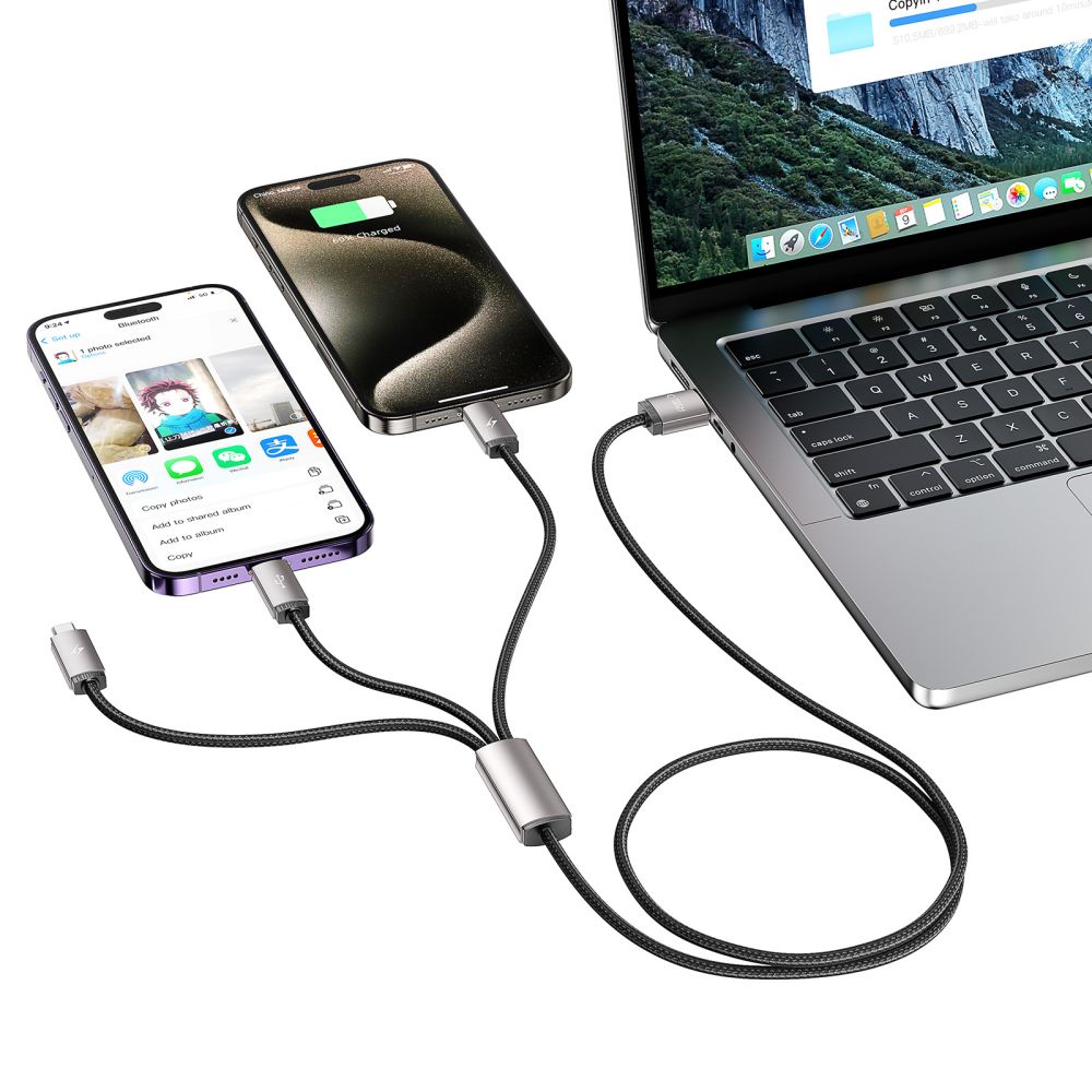 iTok webáruház - Tech-Protect Tech-Protect UltraBoost 3 az 1-ben USB-A–Lightning / USB-C / micro USB kábel 3,5 A, 1 m (szürke) 7 Tech-Protect UltraBoost 3in1 USB-A - Lightning / USB-C / micro USB 3.5A cable 1m (szürke)